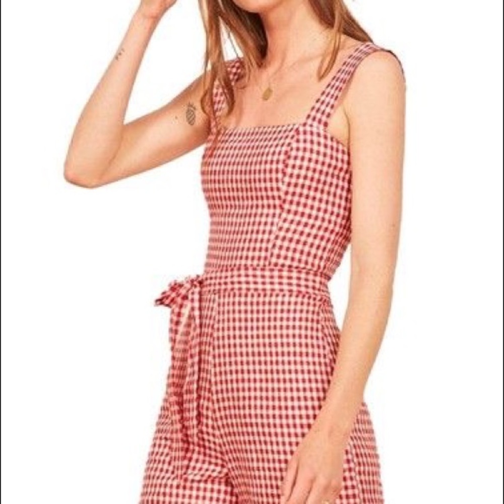 Reformation petite red jumpsuit